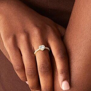 Neiman Marcus 14K Gold Plated Heart CZ Ring